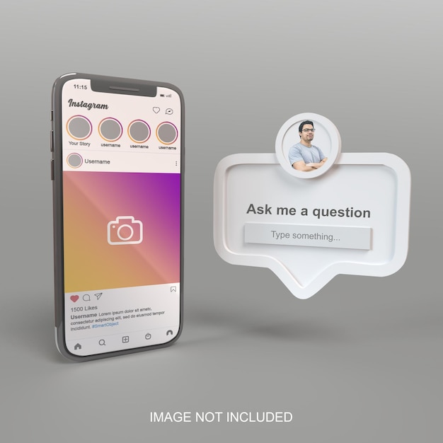 smartphone with social media instagram mockup