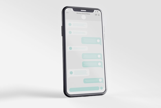 Smartphone with Social Media Screen Mockup