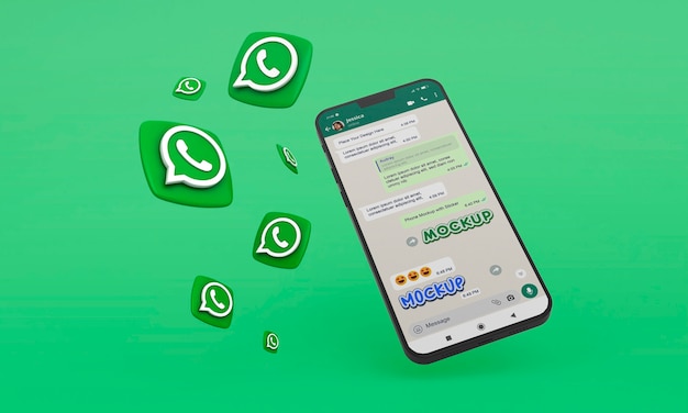 Smartphone with whatsapp emoji