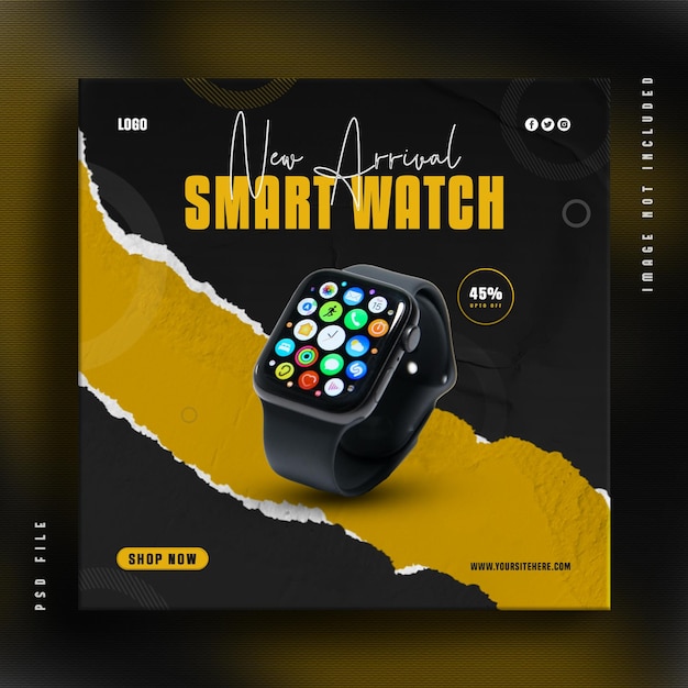 Smartwatch collection fashion sale web banner psd template