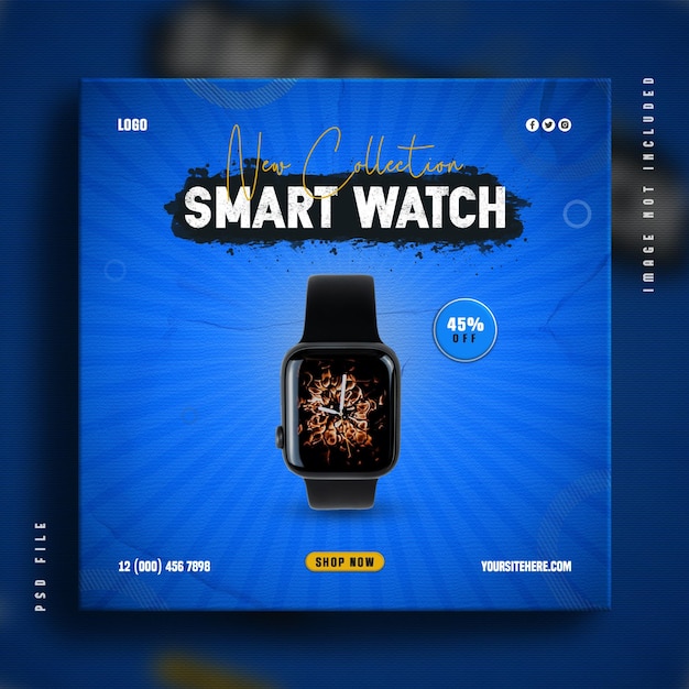 Smartwatch collection fashion sale web banner psd template