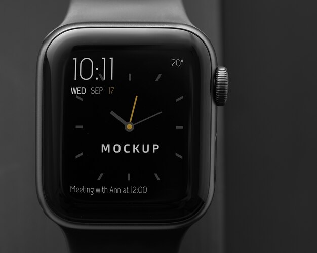 Smartwatch mockup in dark environment