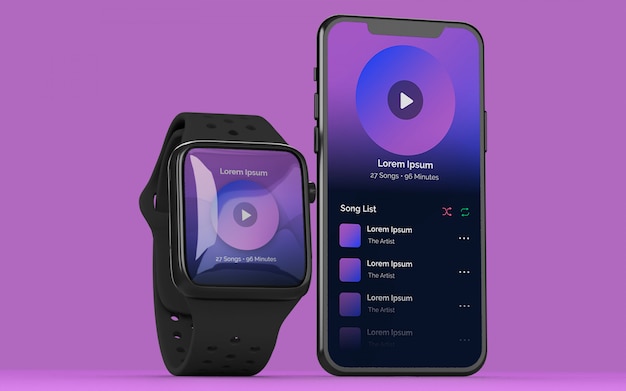 PSD smartwatch and smartphone mockup