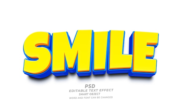 Smile 3d editable photoshop text effect style