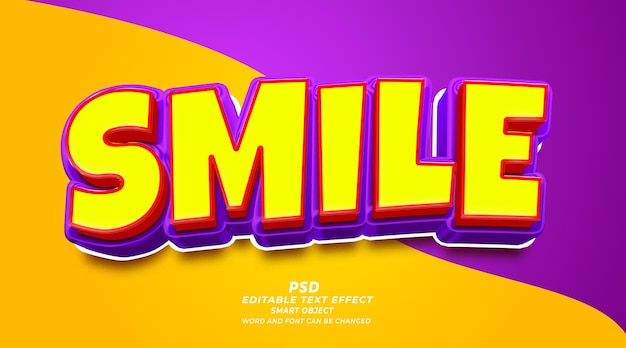 Smile 3d editable text effect PSD template