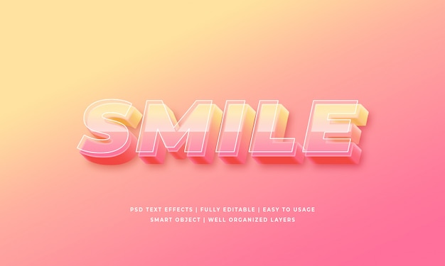 Smile 3d text style effect 