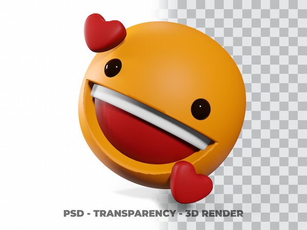 SMILE EMOTICON 3D WITH TRANSPARENCY BACKGROUND