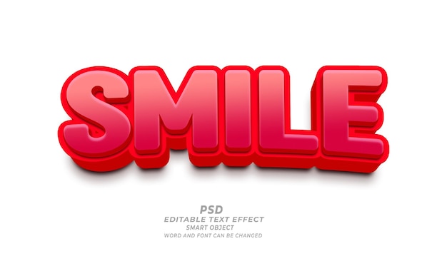 PSD smile psd 3d editable text effect