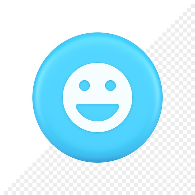 Smiley emoticon comic face emoji button laughing social network reaction happy 3d icon