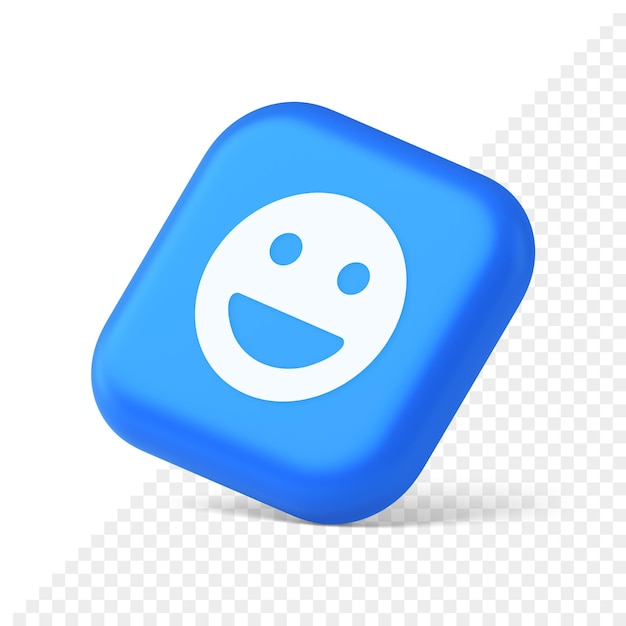 Smiley emoticon comic face emoji button laughing social network reaction happy 3d isometric icon