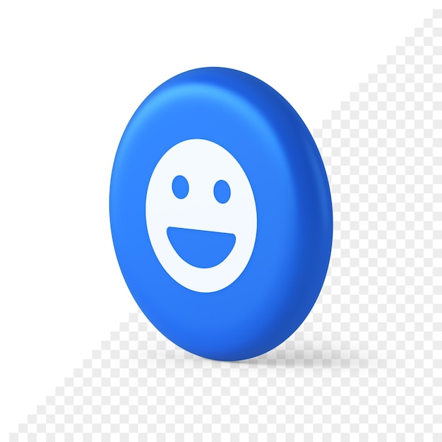 PSD smiley emoticon comic face emoji button laughing social network reaction happy 3d isometric icon