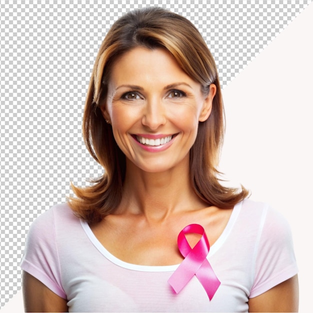 smiley woman with pink ribbon