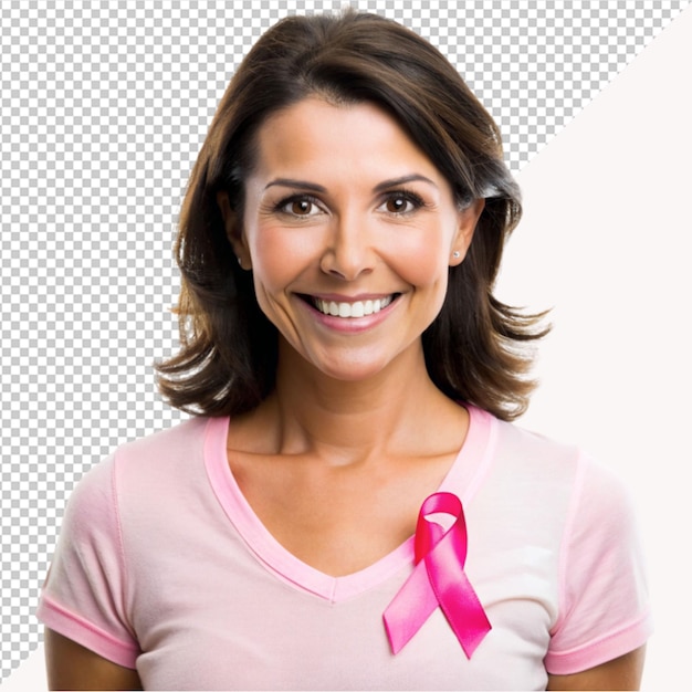 smiley woman with pink ribbon