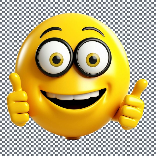 Smiley Yellow Face Showing Thumbs Up Isolated Transparent Background