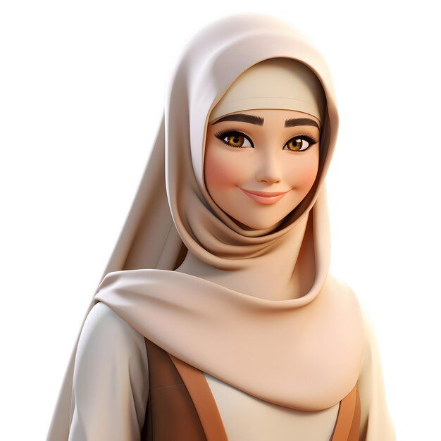 PSD smiling 3d malay woman in hijab generative ai