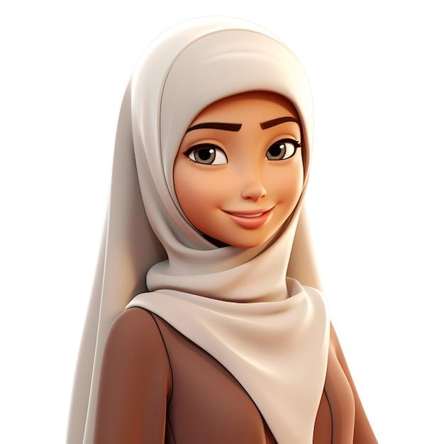 Smiling 3D Malay Woman in Hijab Generative AI