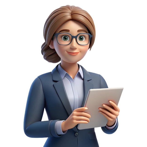 Smiling beautiful business woman 3D Rendering