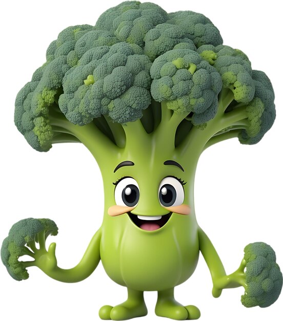 PSD smiling broccoli character brings healthy eating to life