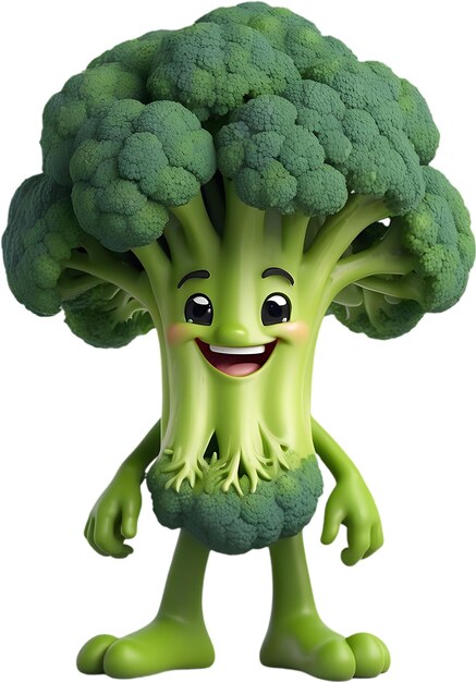 PSD smiling broccoli character brings healthy eating to life