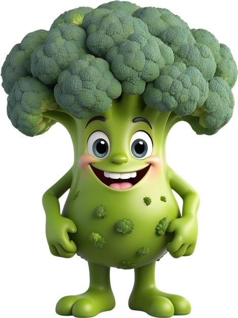 PSD smiling broccoli character brings healthy eating to life