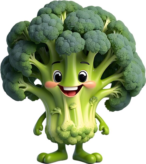 PSD smiling broccoli character brings healthy eating to life