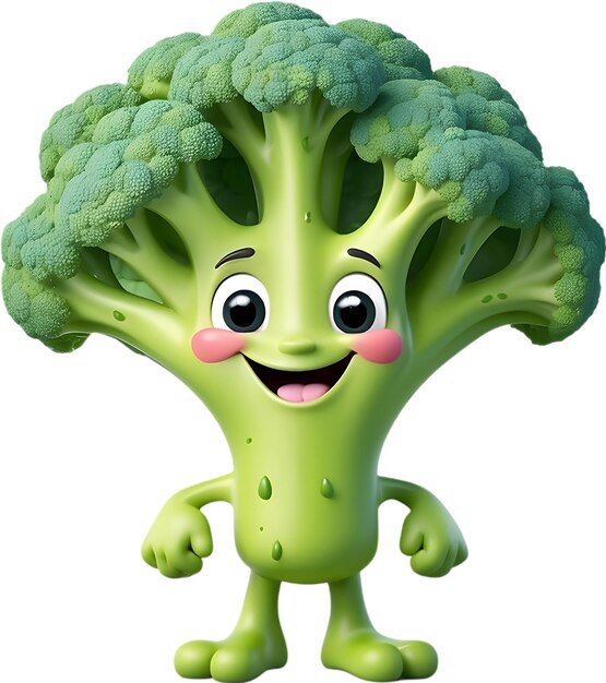 PSD smiling broccoli character brings healthy eating to life