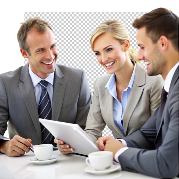 PSD smiling business colleagues standing in office