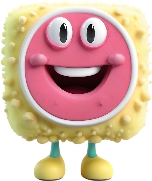 PSD smiling cartoon sponge clipart illustration