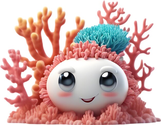 PSD smiling coral reef cartoon clipart illustration