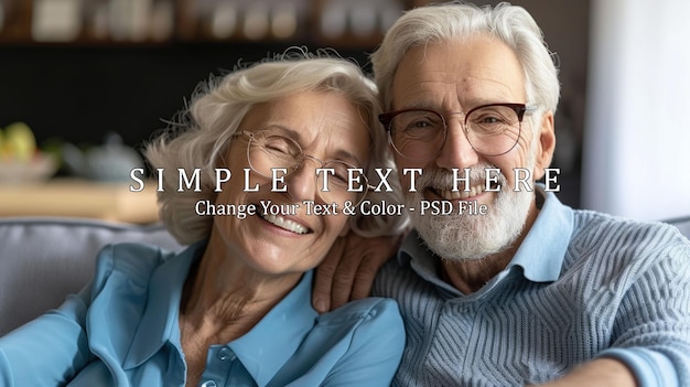 PSD smiling elderly couple portrait