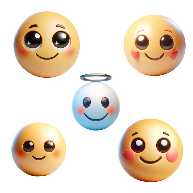 PSD smiling face emoji four 3d emojis on transparent background