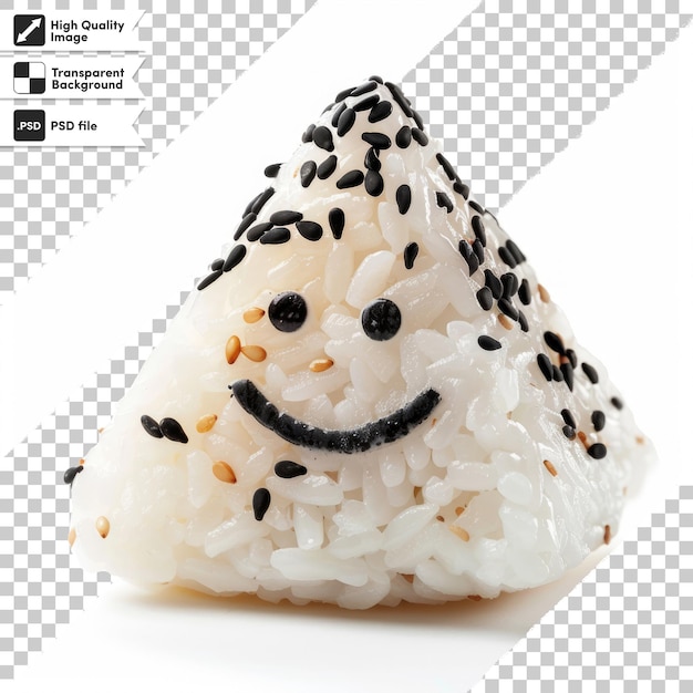 PSD a smiling face made of rice with black seeds on it