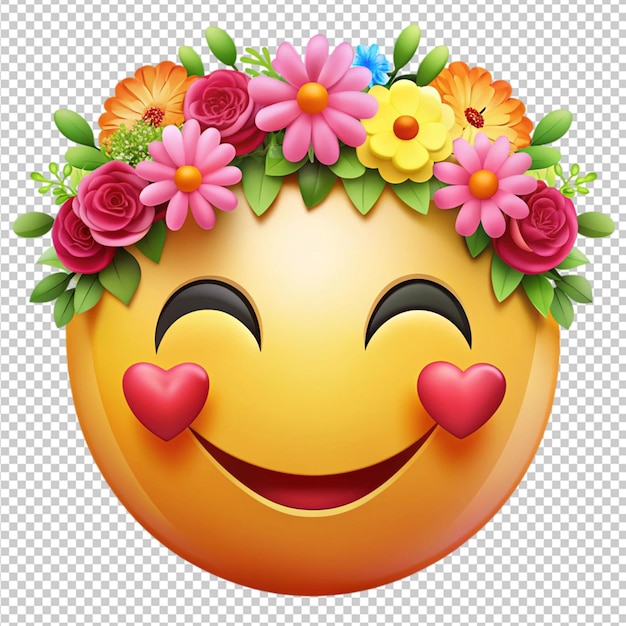 PSD smiling face surrounded by flowers and leaves