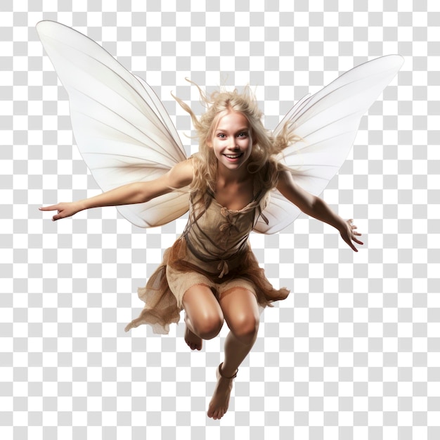 Smiling fairy with transparent wings