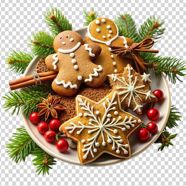 PSD a smiling gingerbread man with a white snowflake on his forehead on transparent background