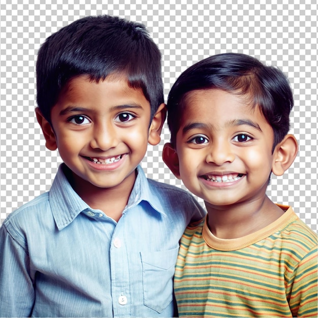 PSD smiling indian sibling on transparent background