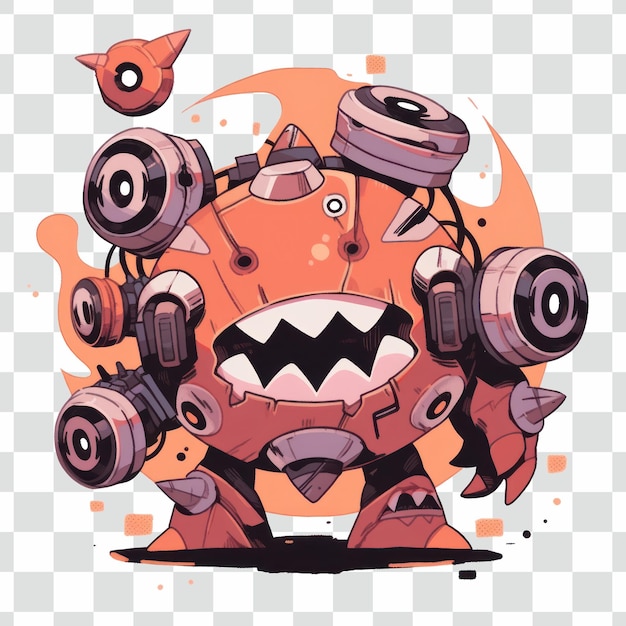 PSD smiling monster robot illustration