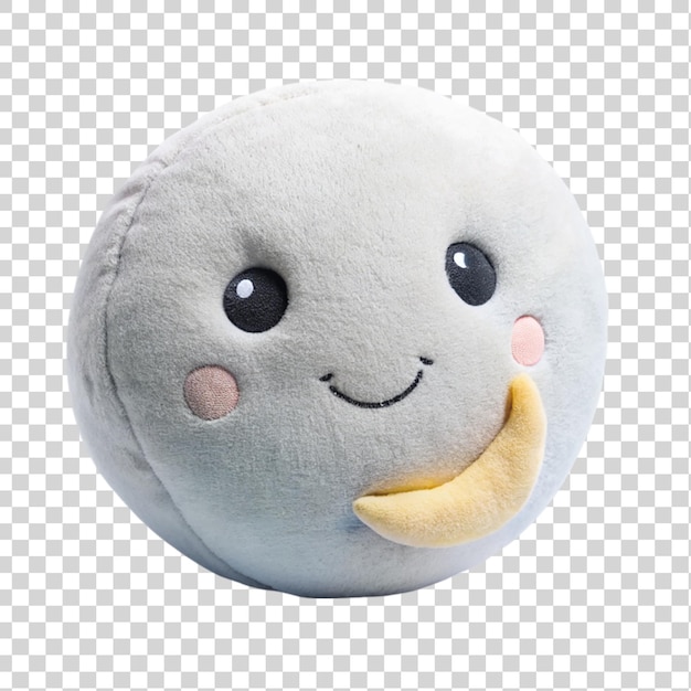 Smiling moon soft toy isolated on transparent background