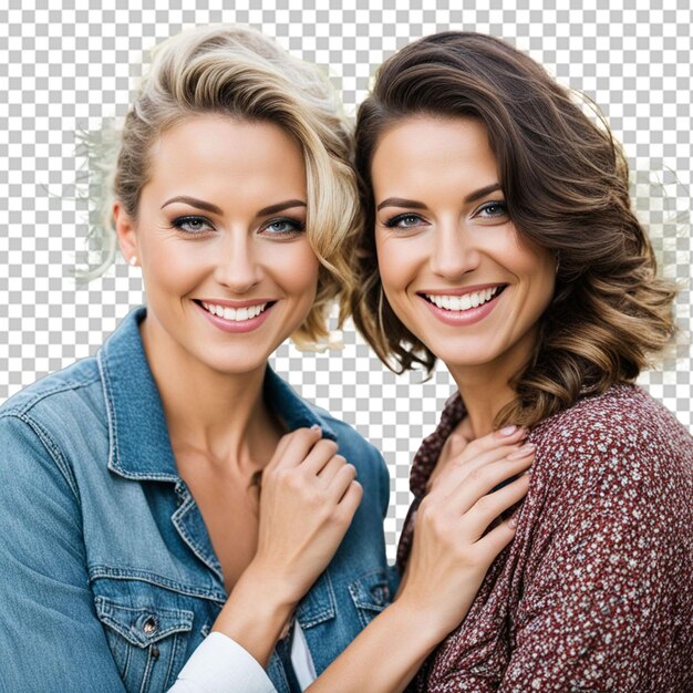 PSD smiling multiethnic lesbian couple posing the day of their wedding