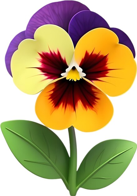 PSD smiling pansy with brightly contrasting petals