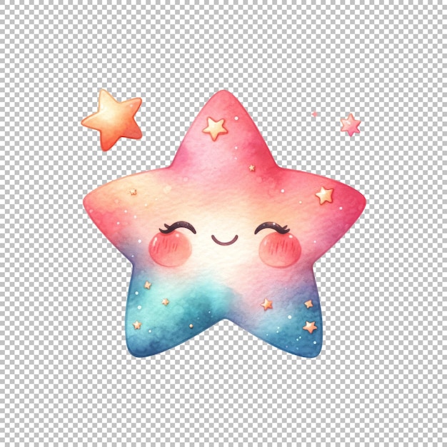 Smiling Star Illustration Isolated on Transparent Background