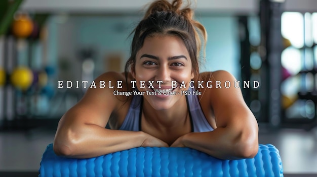 PSD smiling woman in gym