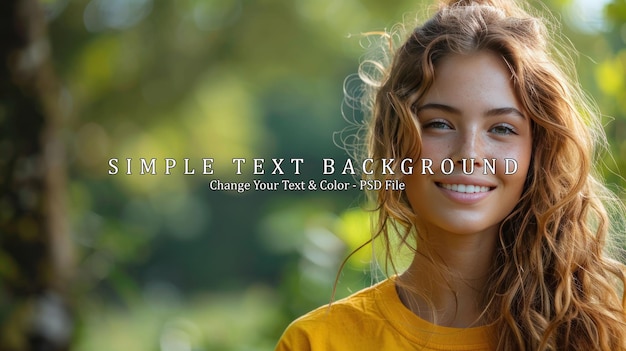 Smiling Woman with Wavy Hair in a Yellow Shirt