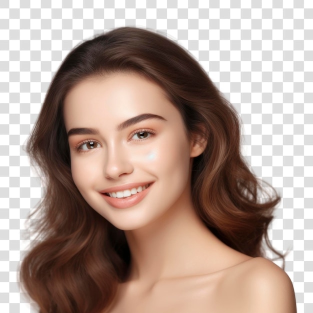 PSD smiling woman with wavy hair