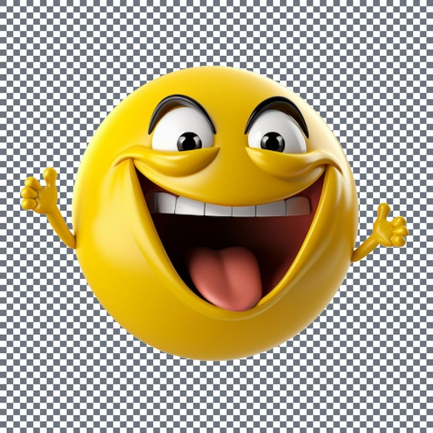 Smiling yellow emoji icon on transparent background 3d illustration