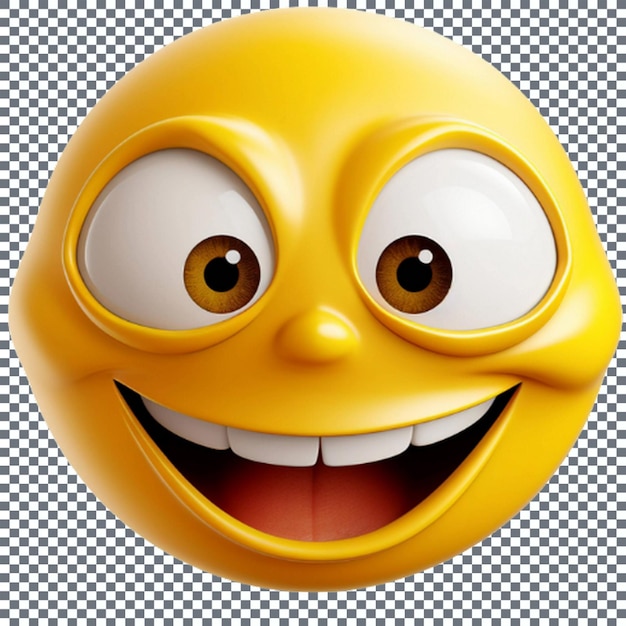 Smiling Yellow emoji icon With Big Eyes Isolated On Transparent Background