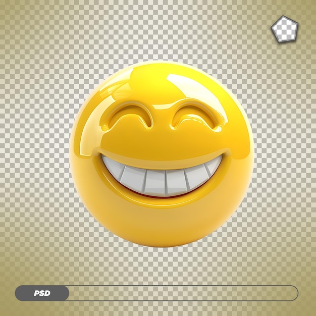 PSD smiling yellow emoticon 3d illustration isolated on transparent background