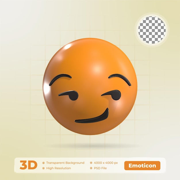 Smirking Face Expression 3D Emoticon Icon