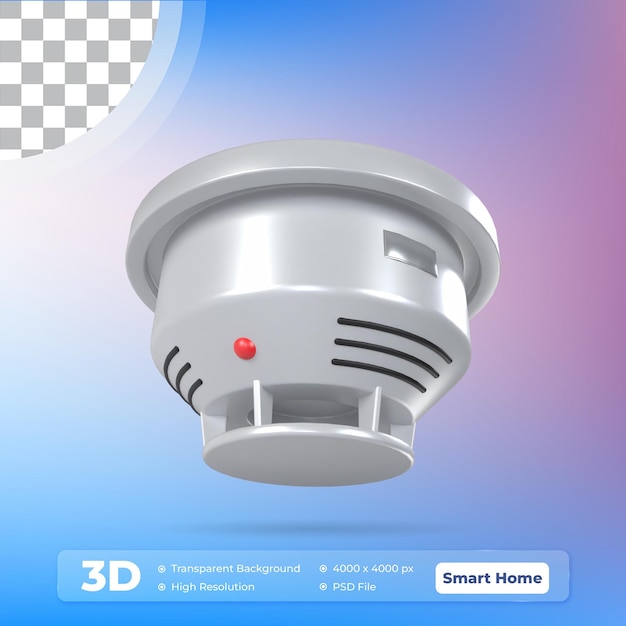 Smoke Detector 3D illustration Icon Smart Home with Transparent Background