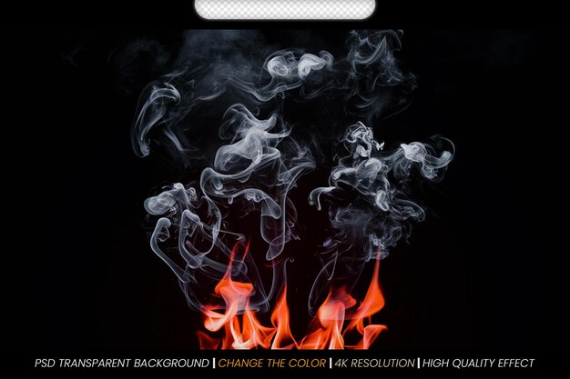 PSD smoke fire flames transparent background